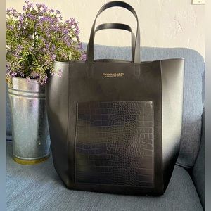 Donna Karan Cashmere Mist Womens Faux Black Leather Tote Bag